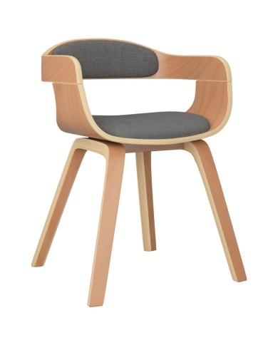 Chaises de salle à manger 2 pcs Gris clair Bois courbé et tissu