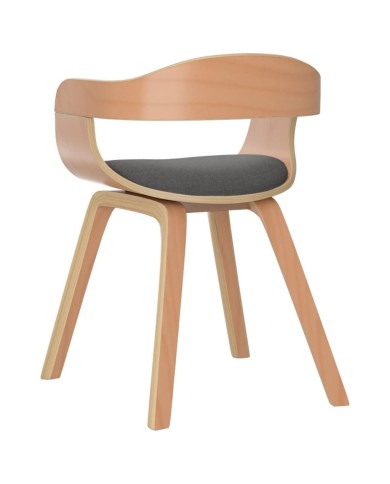 Chaises de salle à manger 2 pcs Gris clair Bois courbé et tissu