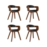 Chaises de salle à manger 4 pcs Noir Bois courbé et similicuir
