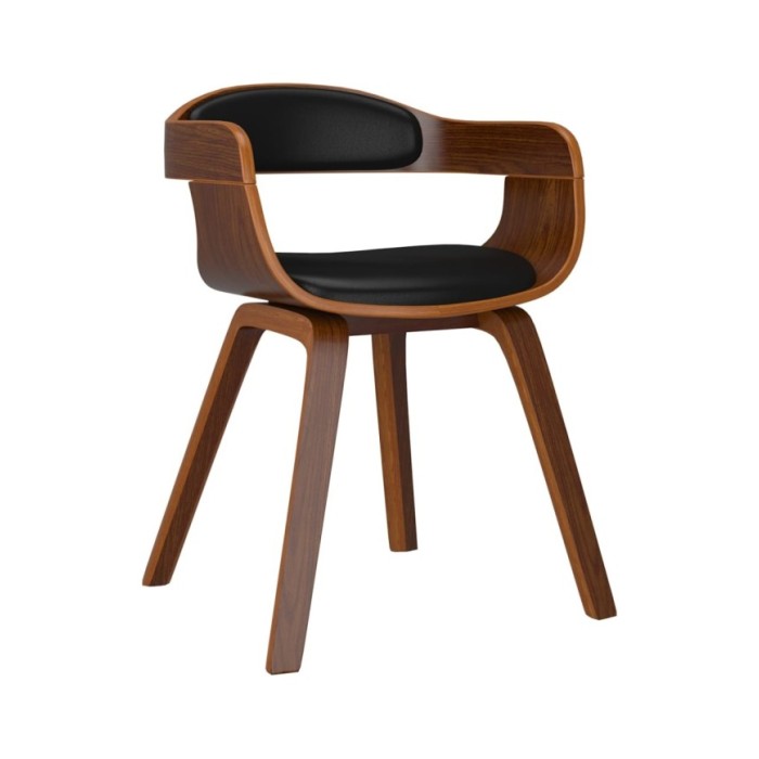 Chaises de salle à manger 4 pcs Noir Bois courbé et similicuir