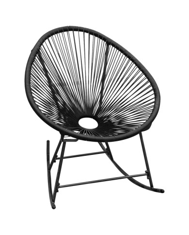Chaise à bascule d'extérieur Noir Résine tressée