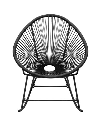 Chaise à bascule d'extérieur Noir Résine tressée