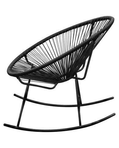 Chaise à bascule d'extérieur Noir Résine tressée