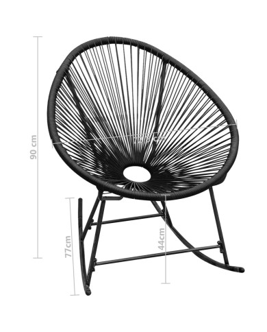 Chaise à bascule d'extérieur Noir Résine tressée