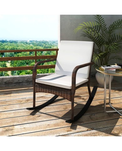 Chaise à bascule d'extérieur Marron Résine tressée