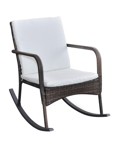 Chaise à bascule d'extérieur Marron Résine tressée