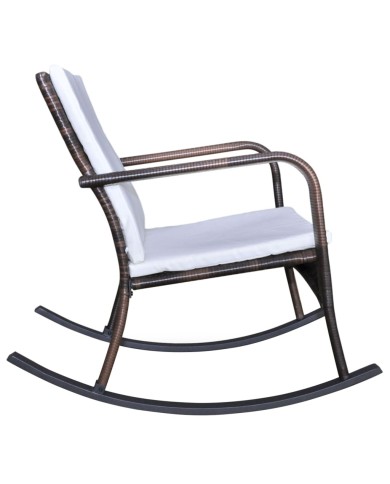 Chaise à bascule d'extérieur Marron Résine tressée