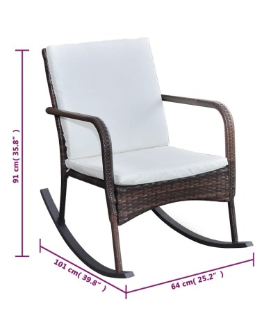 Chaise à bascule d'extérieur Marron Résine tressée