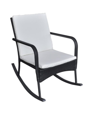 Chaise à bascule d'extérieur Noir Résine tressée