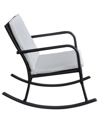 Chaise à bascule d'extérieur Noir Résine tressée