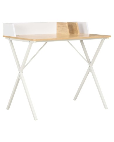Bureau Blanc et naturel 80x50x84 cm