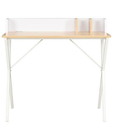 Bureau Blanc et naturel 80x50x84 cm
