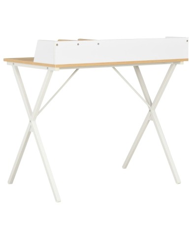 Bureau Blanc et naturel 80x50x84 cm