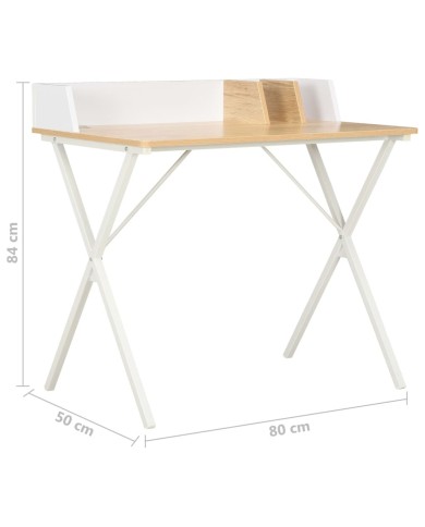 Bureau Blanc et naturel 80x50x84 cm