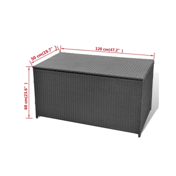 Boîte de rangement de jardin Noir 120x50x60 cm Résine tressée  