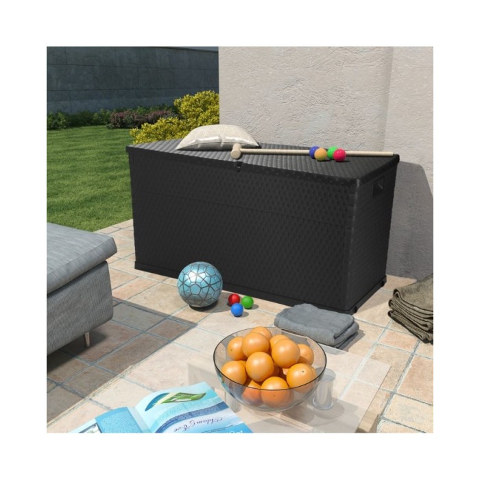 Boîte de stockage de jardin Anthracite 120x56x63 cm PP Rotin