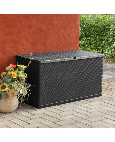 Boîte de stockage de jardin Anthracite 120x56x63 cm PP Rotin