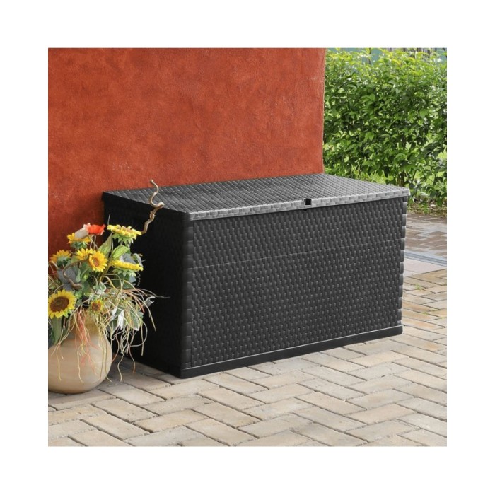 Boîte de stockage de jardin Anthracite 120x56x63 cm PP Rotin