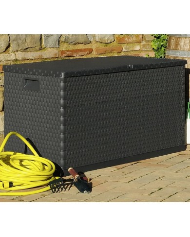 Boîte de stockage de jardin Anthracite 120x56x63 cm PP Rotin