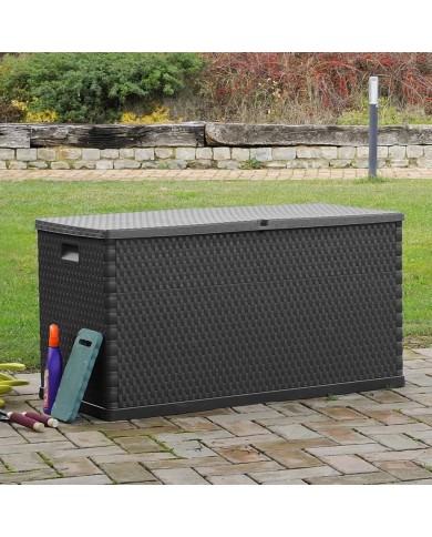 Boîte de stockage de jardin Anthracite 120x56x63 cm PP Rotin