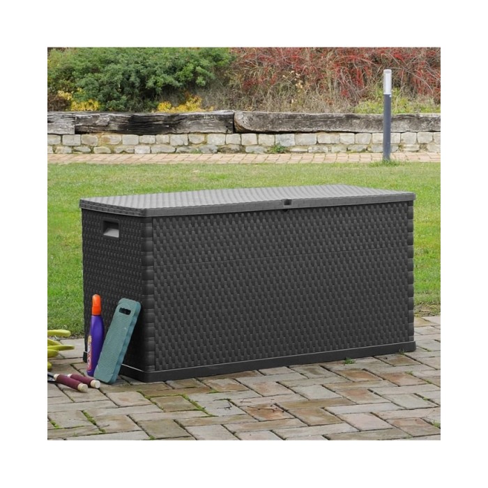 Boîte de stockage de jardin Anthracite 120x56x63 cm PP Rotin