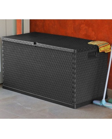 Boîte de stockage de jardin Anthracite 120x56x63 cm PP Rotin