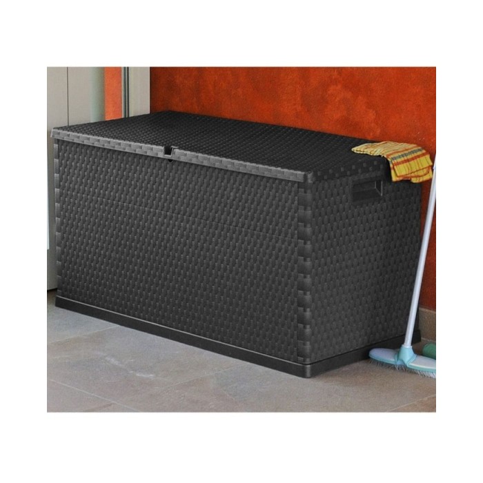 Boîte de stockage de jardin Anthracite 120x56x63 cm PP Rotin