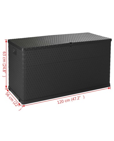Boîte de stockage de jardin Anthracite 120x56x63 cm PP Rotin
