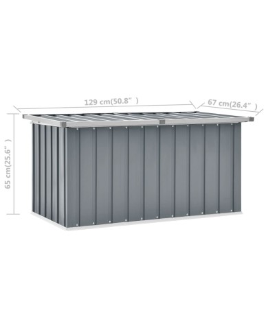 Boîte de rangement de jardin Gris 129x67x65 cm