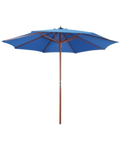 Parasol avec mât en bois 300x258 cm Bleu
