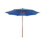 Parasol avec mât en bois 300x258 cm Bleu