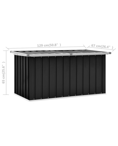 Boîte de rangement de jardin Anthracite 129x67x65 cm
