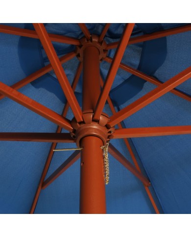 Parasol avec mât en bois 300x258 cm Bleu
