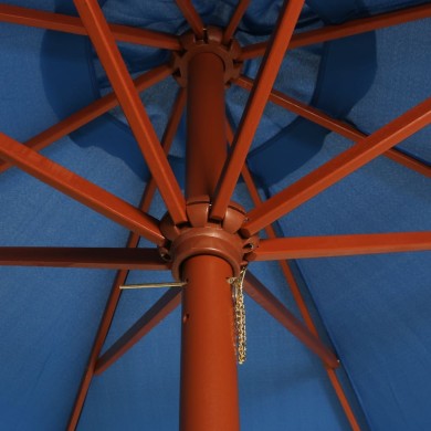 Parasol avec mât en bois 300x258 cm Bleu