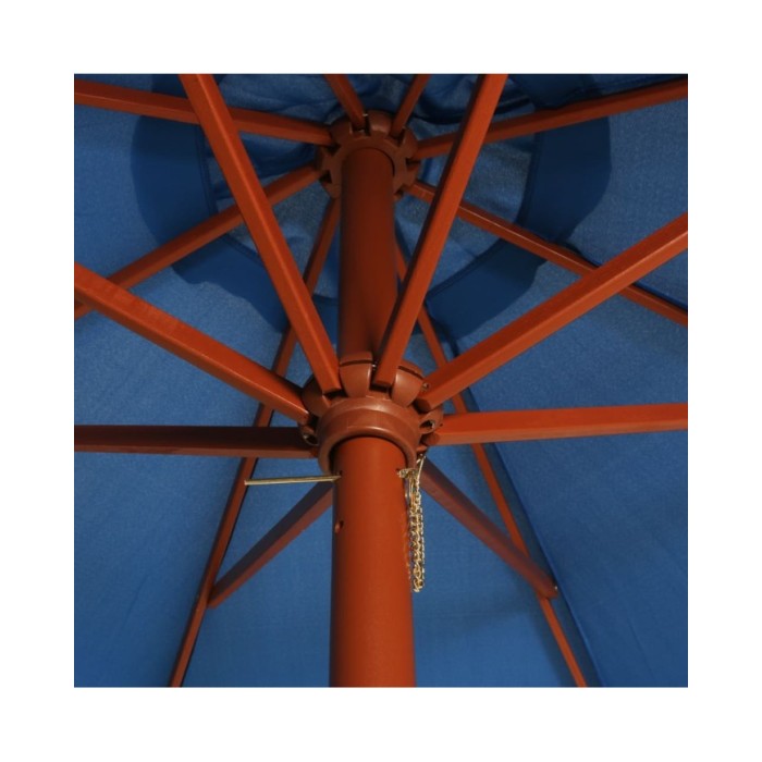 Parasol avec mât en bois 300x258 cm Bleu
