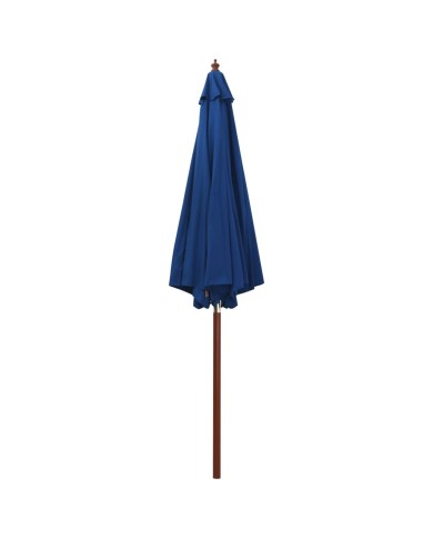 Parasol avec mât en bois 300x258 cm Bleu