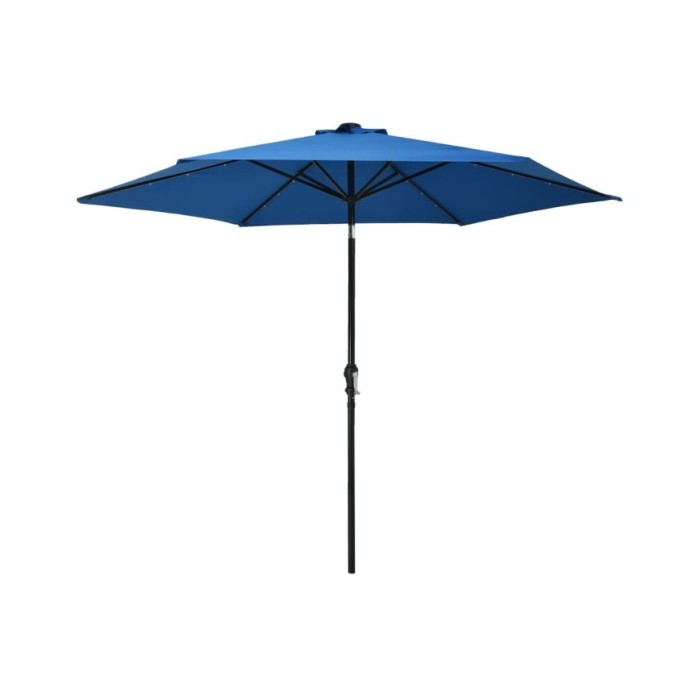 Parasol d'extérieur avec LED et mât en acier 300 cm Azuré