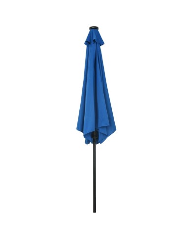 Parasol d'extérieur avec LED et mât en acier 300 cm Azuré