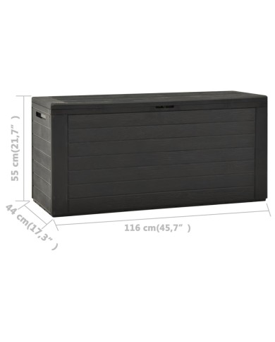 Boîte de rangement de jardin Anthracite 116x44x55 cm