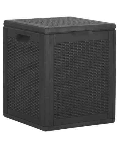 Boîte de rangement de jardin 90 L Noir PP Rotin
