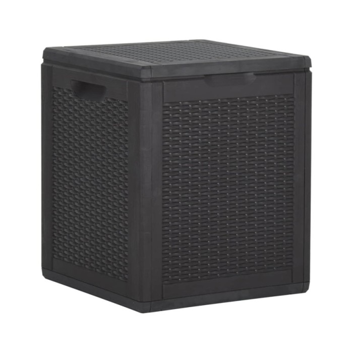 Boîte de rangement de jardin 90 L Noir PP Rotin