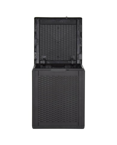Boîte de rangement de jardin 90 L Noir PP Rotin