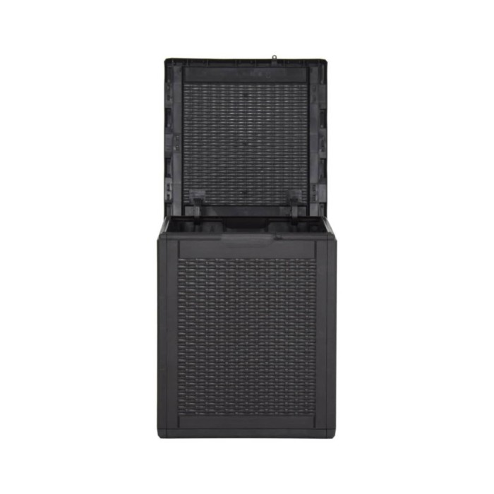 Boîte de rangement de jardin 90 L Noir PP Rotin