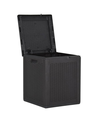 Boîte de rangement de jardin 90 L Noir PP Rotin