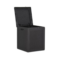 Boîte de rangement de jardin 90 L Noir PP Rotin