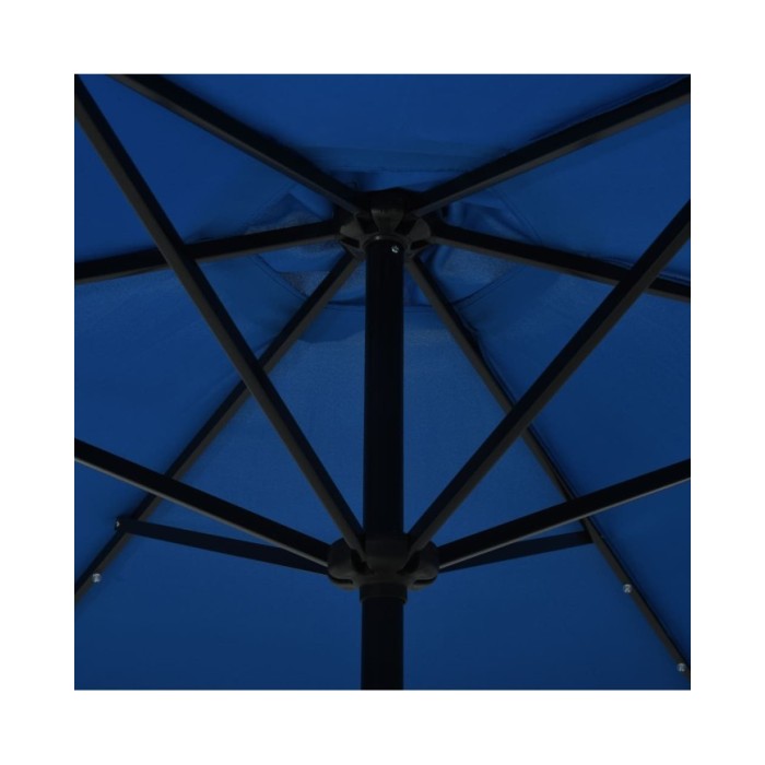 Parasol d'extérieur avec LED et mât en acier 300 cm Azuré