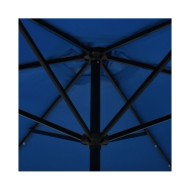 Parasol d'extérieur avec LED et mât en acier 300 cm Azuré