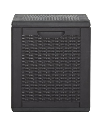 Boîte de rangement de jardin 90 L Noir PP Rotin