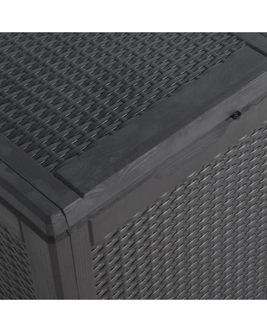 Boîte de rangement de jardin 90 L Noir PP Rotin