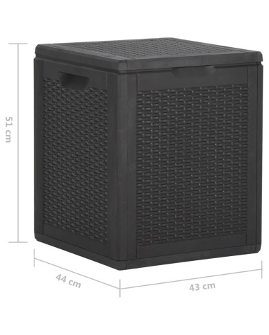 Boîte de rangement de jardin 90 L Noir PP Rotin